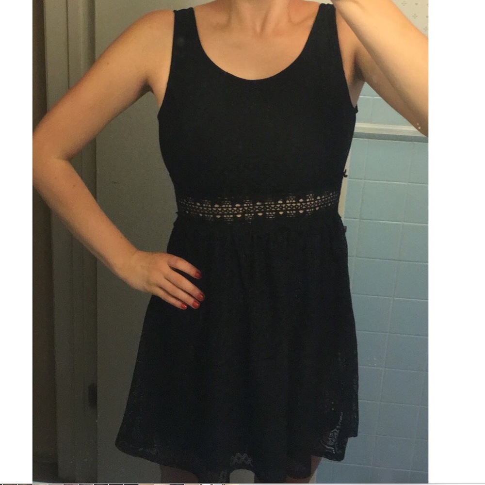 Xhilaration Black Lace A-Line Dress